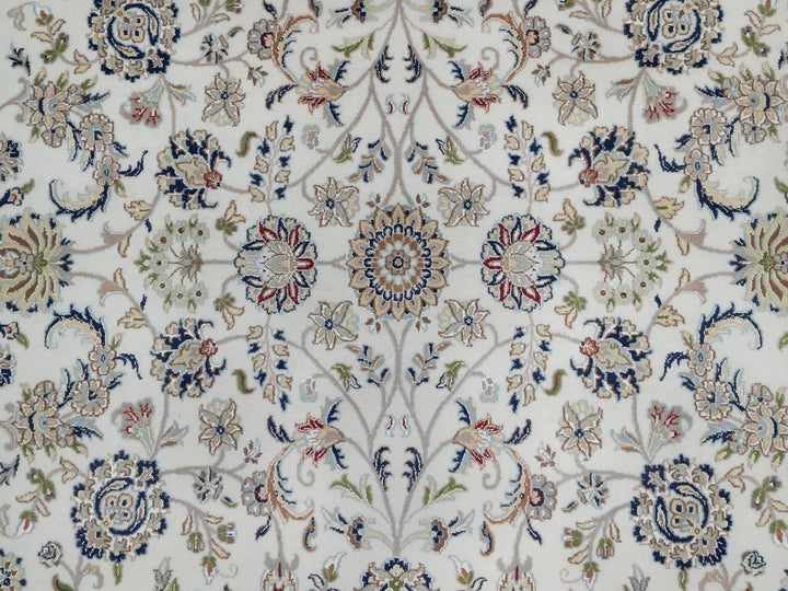 9'0" x 12'1" New Hand Knotted Ivory Wool & Silk Rectangle Oriental Rug - MOA10291055
