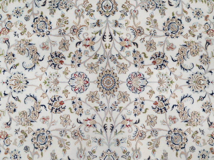 7'8" x 7'9" New Hand Knotted Ivory Wool & Silk Square Oriental Rug - MOA10291058