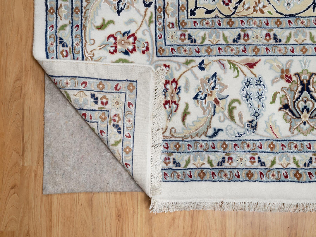 9'10" x 10'2" New Hand Knotted Ivory Wool & Silk Square Oriental Rug - MOA10291059
