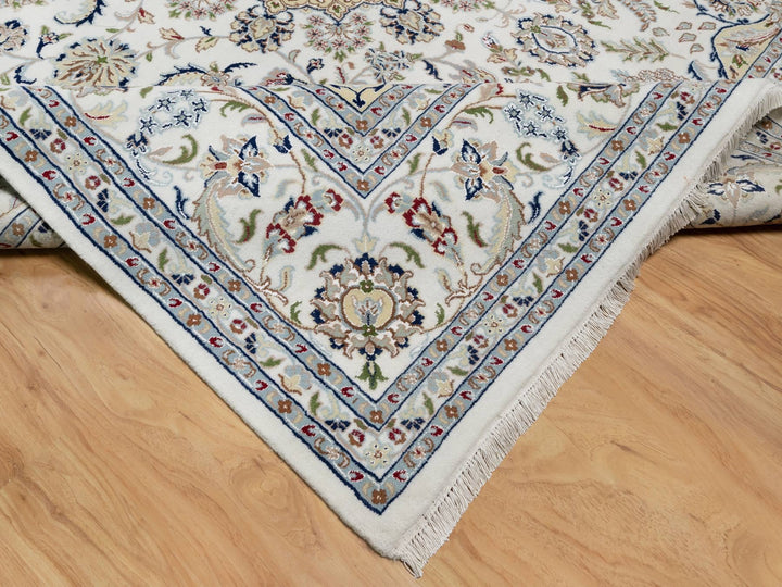 9'10" x 10'2" New Hand Knotted Ivory Wool & Silk Square Oriental Rug - MOA10291059