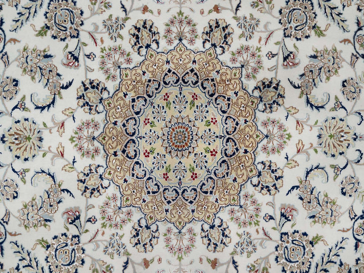 9'10" x 10'2" New Hand Knotted Ivory Wool & Silk Square Oriental Rug - MOA10291059