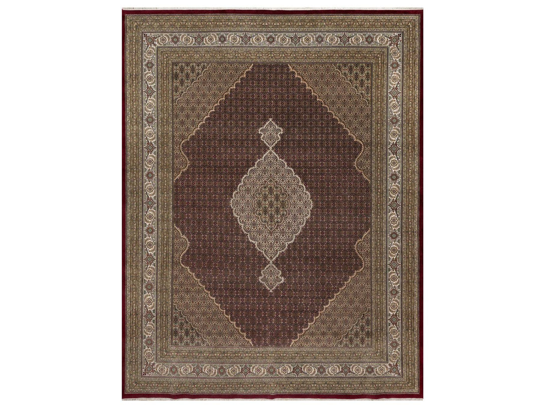 11'9" x 15'1" New Hand Knotted Red Wool Rectangle Oriental Rug - MOA10291060