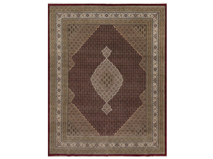 11'9" x 15'1" New Hand Knotted Red Wool Rectangle Oriental Rug - MOA10291060