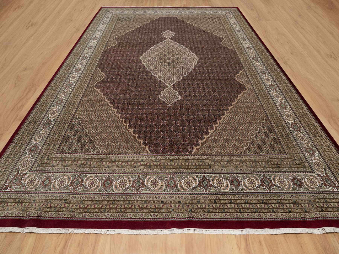11'9" x 15'1" New Hand Knotted Red Wool Rectangle Oriental Rug - MOA10291060