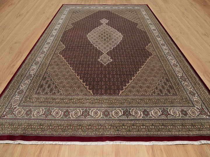11'9" x 15'1" New Hand Knotted Red Wool Rectangle Oriental Rug - MOA10291060