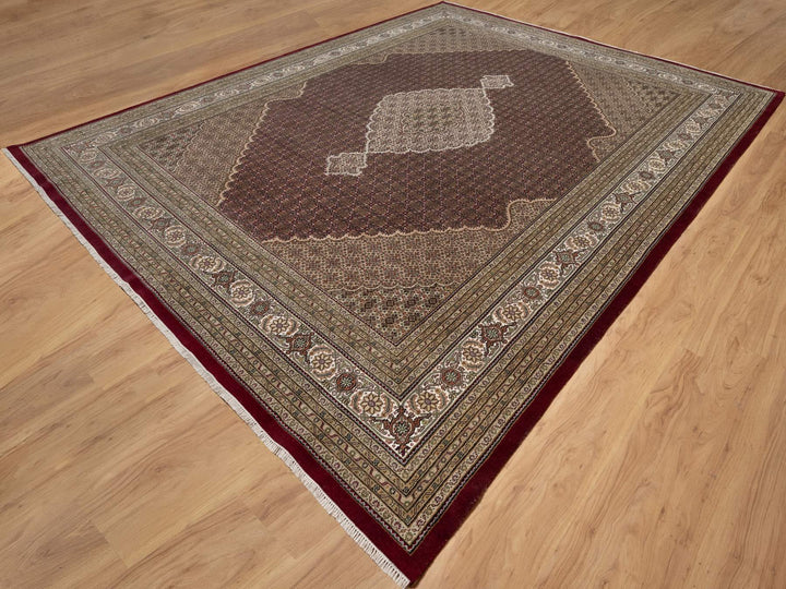 11'9" x 15'1" New Hand Knotted Red Wool Rectangle Oriental Rug - MOA10291060
