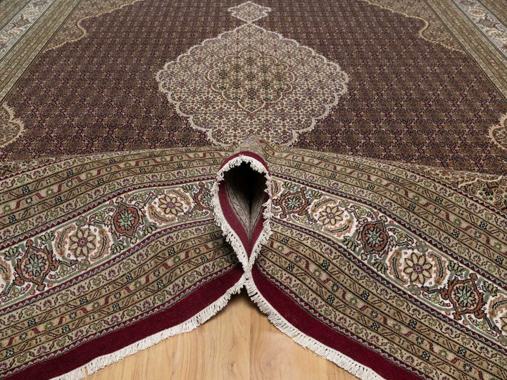 11'9" x 15'1" New Hand Knotted Red Wool Rectangle Oriental Rug - MOA10291060