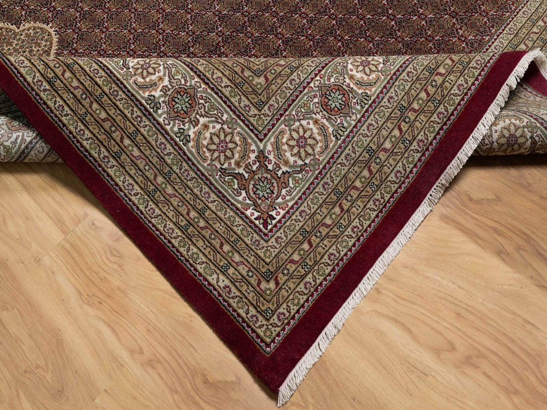11'9" x 15'1" New Hand Knotted Red Wool Rectangle Oriental Rug - MOA10291060