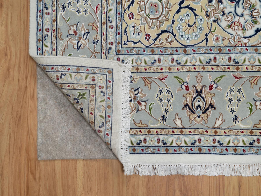 7'8" x 10'2" New Hand Knotted Ivory Wool & Silk Rectangle Oriental Rug - MOA10291074
