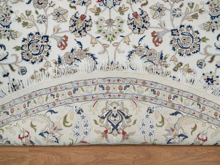 9'8" x 9'8" New Hand Knotted Ivory Wool & Silk Round Oriental Rug - MOA10291075