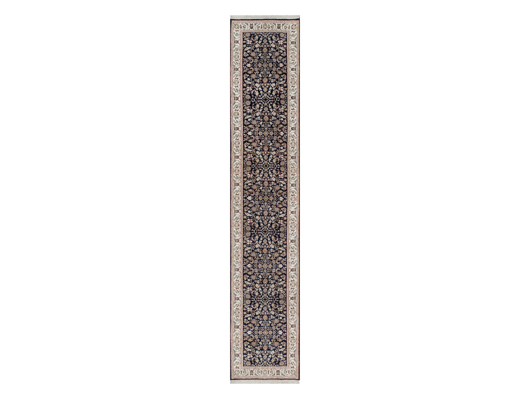 2'6" x 13'3" New Hand Knotted Blue Wool & Silk Runner Oriental Rug - MOA10291076