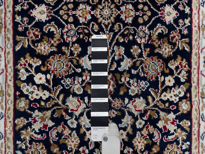 2'6" x 13'3" New Hand Knotted Blue Wool & Silk Runner Oriental Rug - MOA10291076