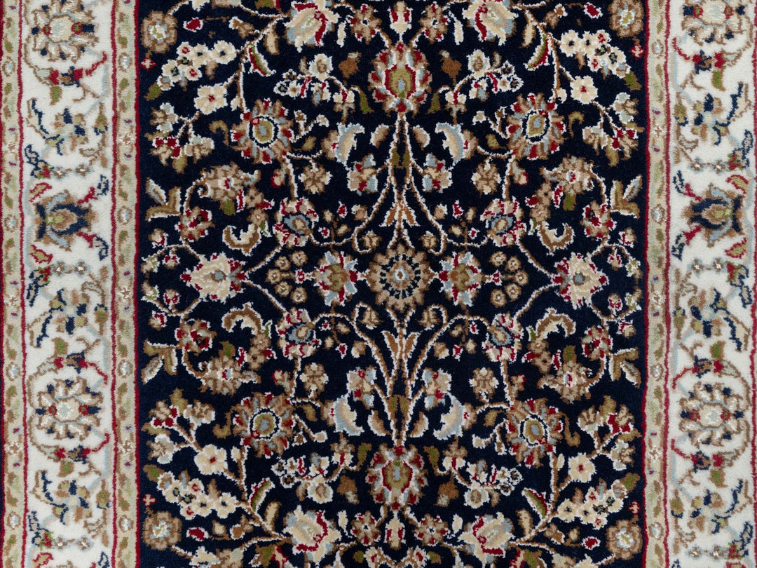 2'6" x 13'3" New Hand Knotted Blue Wool & Silk Runner Oriental Rug - MOA10291076