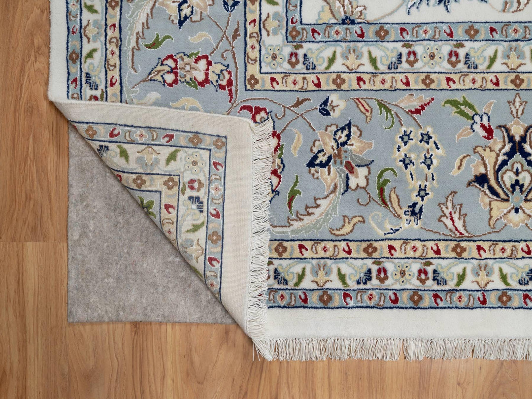 10'1" x 10'2" New Hand Knotted Ivory Wool & Silk Square Oriental Rug - MOA10291079