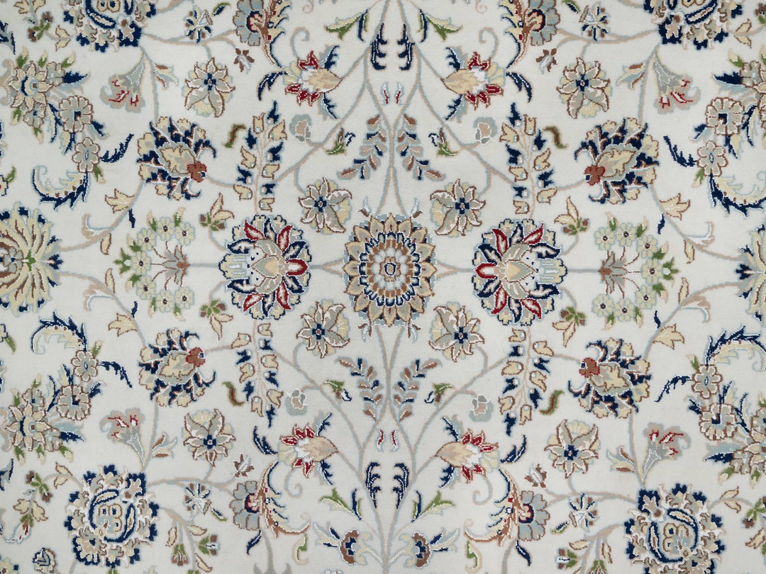 10'1" x 10'2" New Hand Knotted Ivory Wool & Silk Square Oriental Rug - MOA10291079