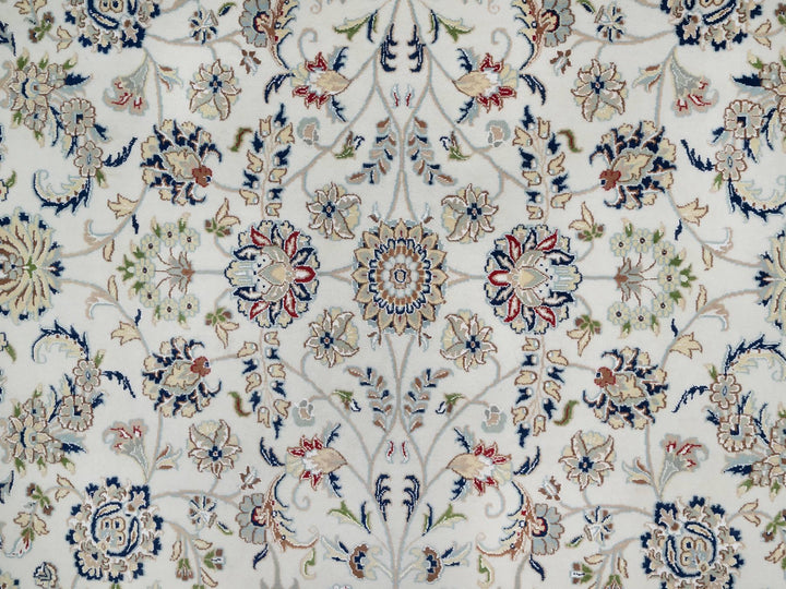 10'1" x 10'2" New Hand Knotted Ivory Wool & Silk Square Oriental Rug - MOA10291079