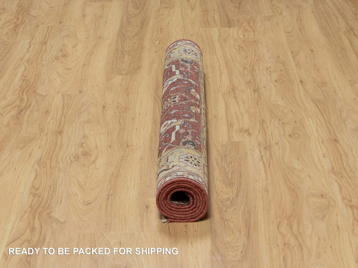 4'2" x 6'2" New Hand Knotted Red Wool Rectangle Oriental Rug - MOA10291080