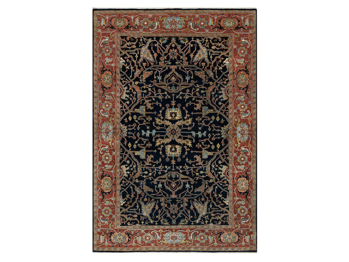 6'2" x 9'2" New Hand Knotted Blue Wool Rectangle Oriental Rug - MOA10291086