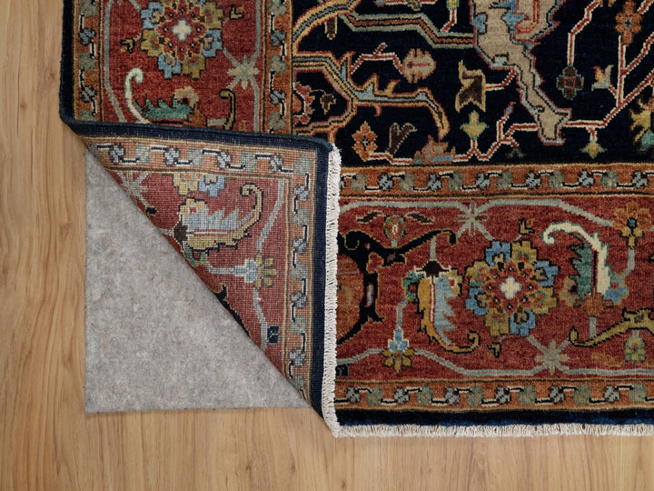 6'2" x 9'2" New Hand Knotted Blue Wool Rectangle Oriental Rug - MOA10291086