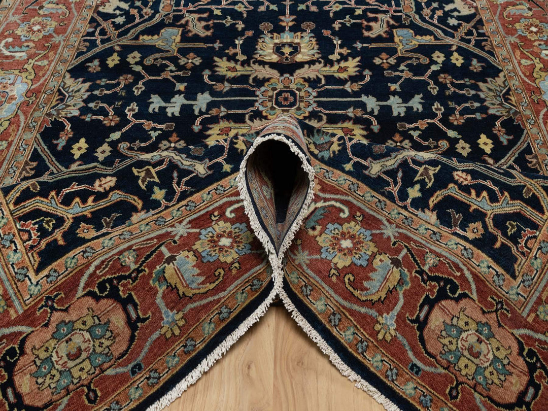 6'2" x 9'2" New Hand Knotted Blue Wool Rectangle Oriental Rug - MOA10291086