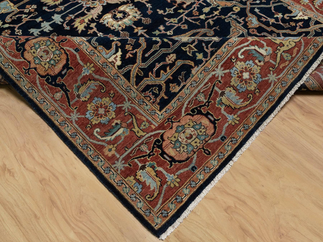 6'2" x 9'2" New Hand Knotted Blue Wool Rectangle Oriental Rug - MOA10291086