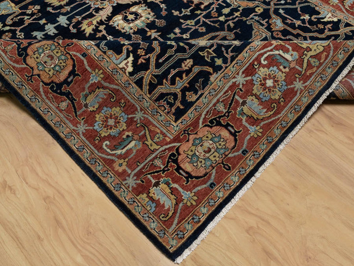 6'2" x 9'2" New Hand Knotted Blue Wool Rectangle Oriental Rug - MOA10291086