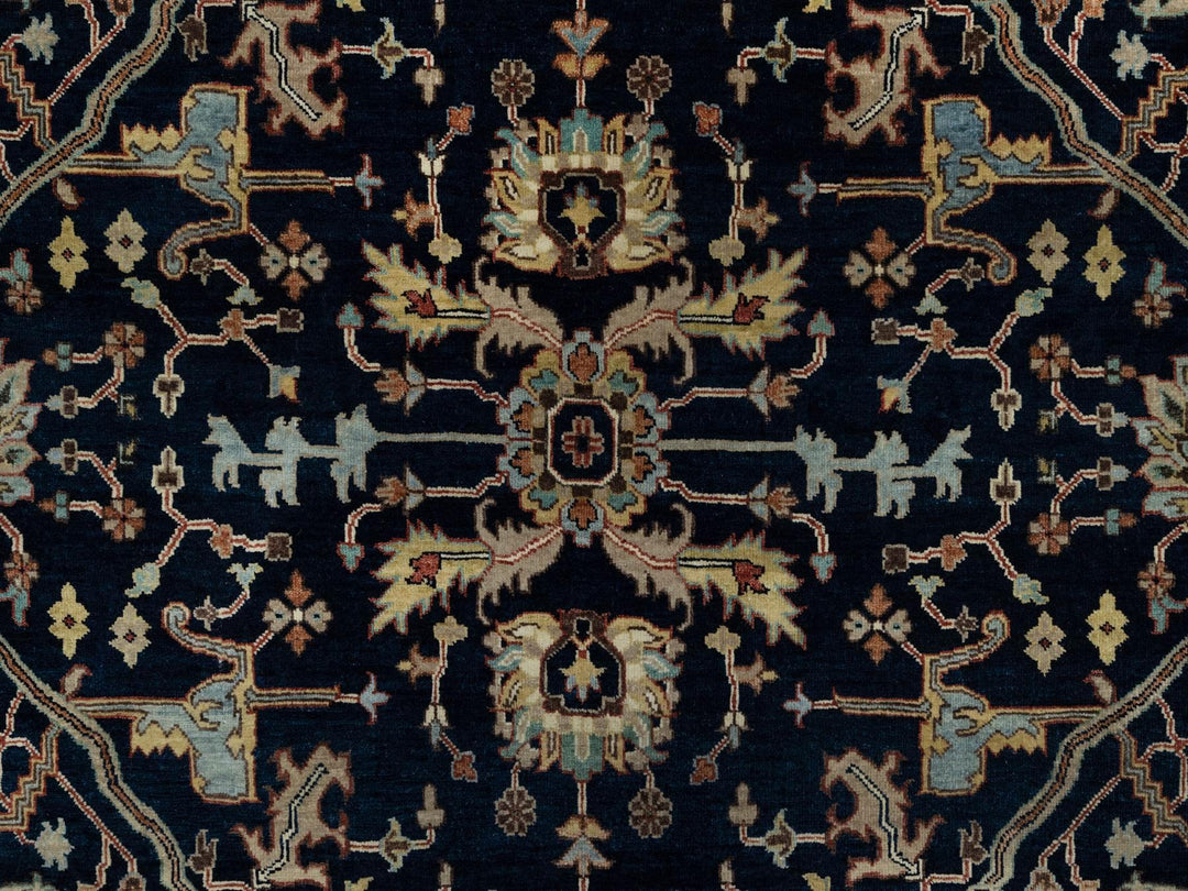 6'2" x 9'2" New Hand Knotted Blue Wool Rectangle Oriental Rug - MOA10291086