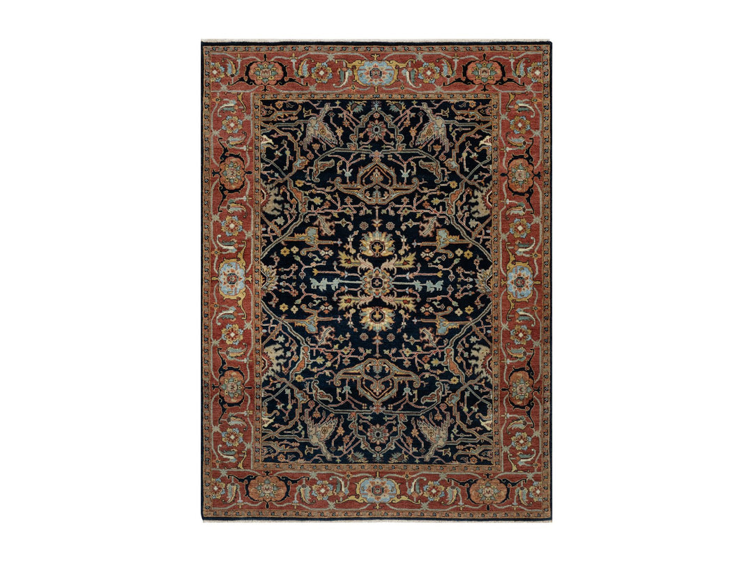 5'1" x 7'2" New Hand Knotted Blue Wool Rectangle Oriental Rug - MOA10291087