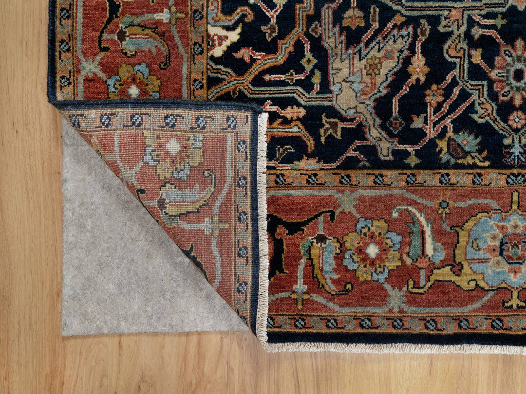 5'1" x 7'2" New Hand Knotted Blue Wool Rectangle Oriental Rug - MOA10291087