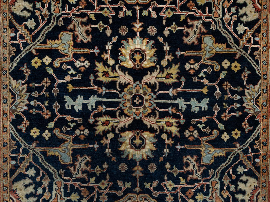 5'1" x 7'2" New Hand Knotted Blue Wool Rectangle Oriental Rug - MOA10291087