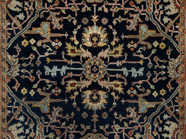5'1" x 7'2" New Hand Knotted Blue Wool Rectangle Oriental Rug - MOA10291087
