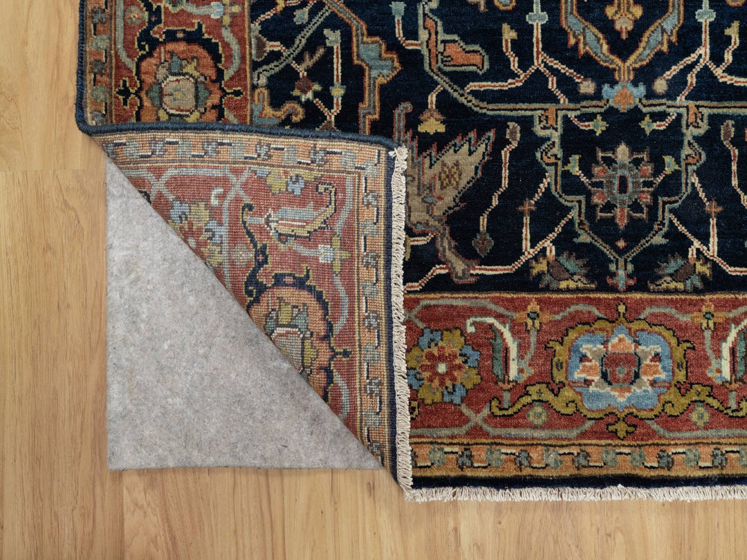 4'2" x 10'2" New Hand Knotted Blue Wool Runner Oriental Rug - MOA10291088