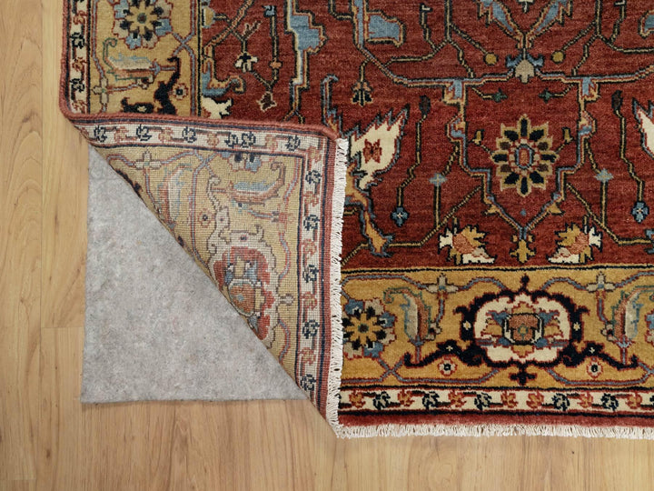 4'2" x 12'1" New Hand Knotted Red Wool Runner Oriental Rug - MOA10291090
