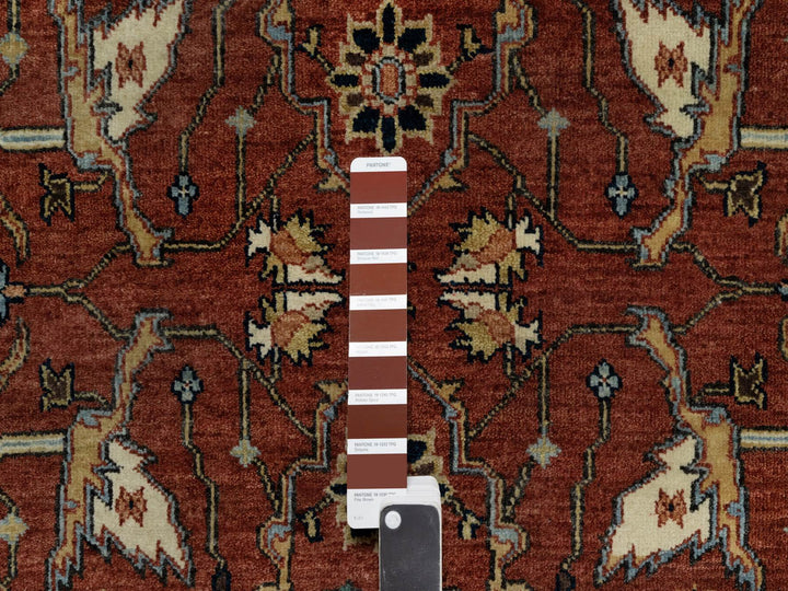 4'2" x 12'1" New Hand Knotted Red Wool Runner Oriental Rug - MOA10291090