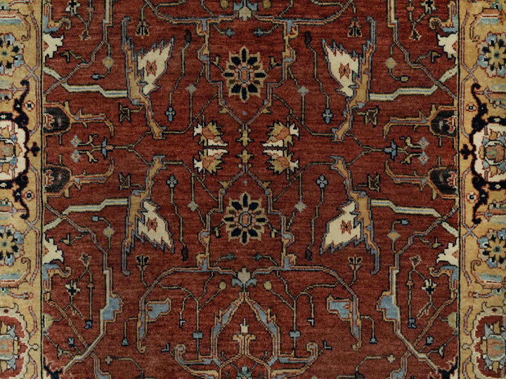4'2" x 12'1" New Hand Knotted Red Wool Runner Oriental Rug - MOA10291090