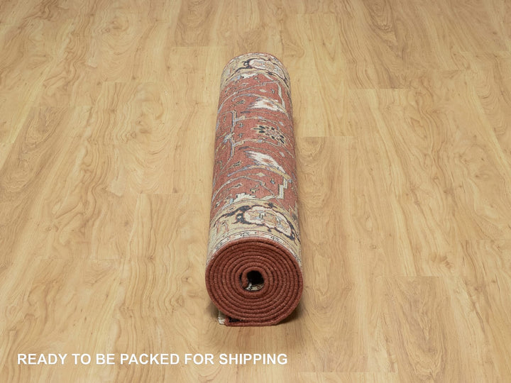 4'2" x 12'1" New Hand Knotted Red Wool Runner Oriental Rug - MOA10291090