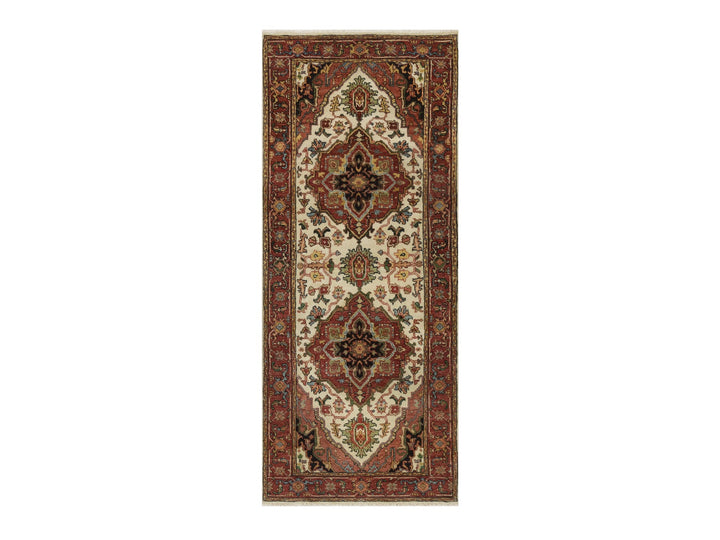 2'7" x 6'2" New Hand Knotted Ivory Wool Runner Oriental Rug - MOA10291091