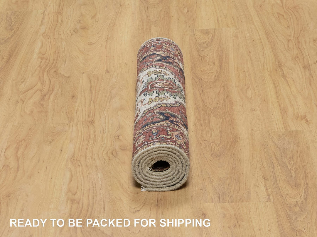 2'7" x 6'2" New Hand Knotted Ivory Wool Runner Oriental Rug - MOA10291091