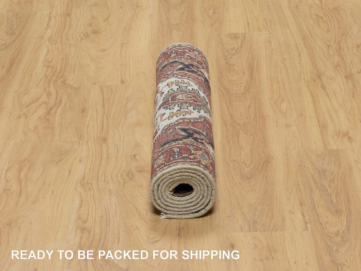 2'7" x 6'2" New Hand Knotted Ivory Wool Runner Oriental Rug - MOA10291091