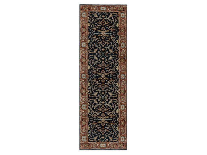 2'6" x 8'1" New Hand Knotted Blue Wool Runner Oriental Rug - MOA10291092