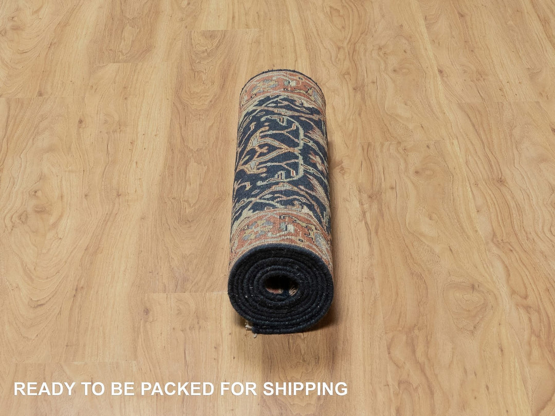 2'6" x 8'1" New Hand Knotted Blue Wool Runner Oriental Rug - MOA10291092