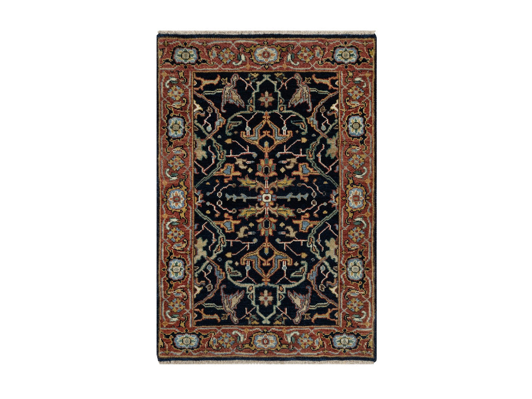 2'0" x 3'2" New Hand Knotted Blue Wool Rectangle Oriental Rug - MOA10291094