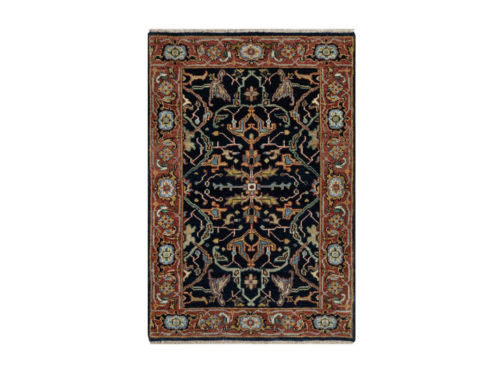 2'0" x 3'2" New Hand Knotted Blue Wool Rectangle Oriental Rug - MOA10291094
