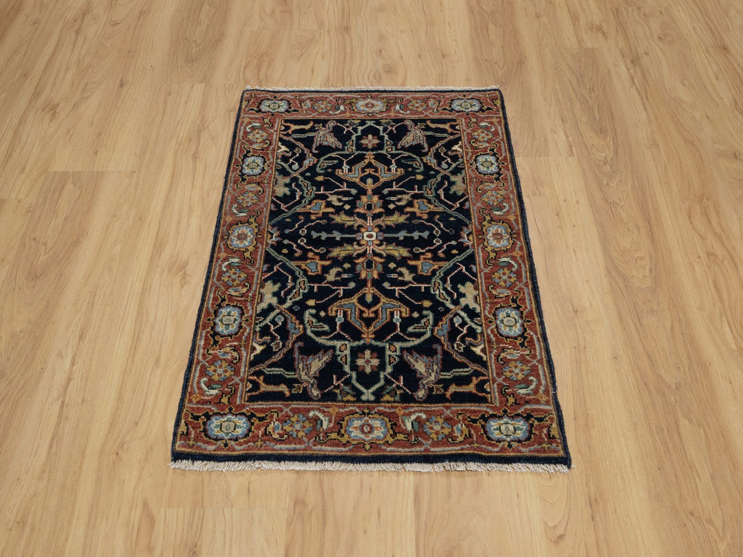 2'0" x 3'2" New Hand Knotted Blue Wool Rectangle Oriental Rug - MOA10291094