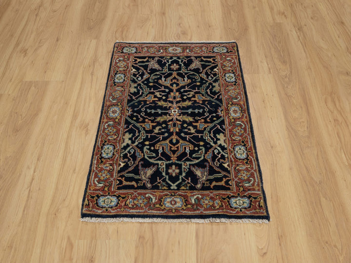 2'0" x 3'2" New Hand Knotted Blue Wool Rectangle Oriental Rug - MOA10291094