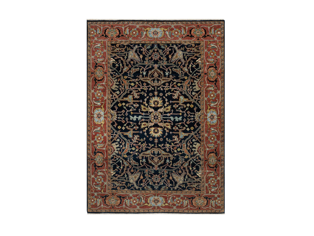 5'0" x 7'2" New Hand Knotted Blue Wool Rectangle Oriental Rug - MOA10291099