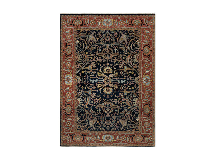 5'0" x 7'2" New Hand Knotted Blue Wool Rectangle Oriental Rug - MOA10291099