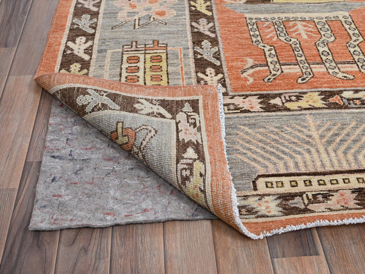 12'1" x 14'6" New Hand Knotted Orange Wool Rectangle Oriental Rug - MOA102910