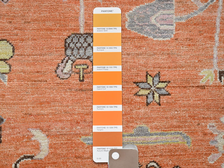 12'1" x 14'6" New Hand Knotted Orange Wool Rectangle Oriental Rug - MOA102910