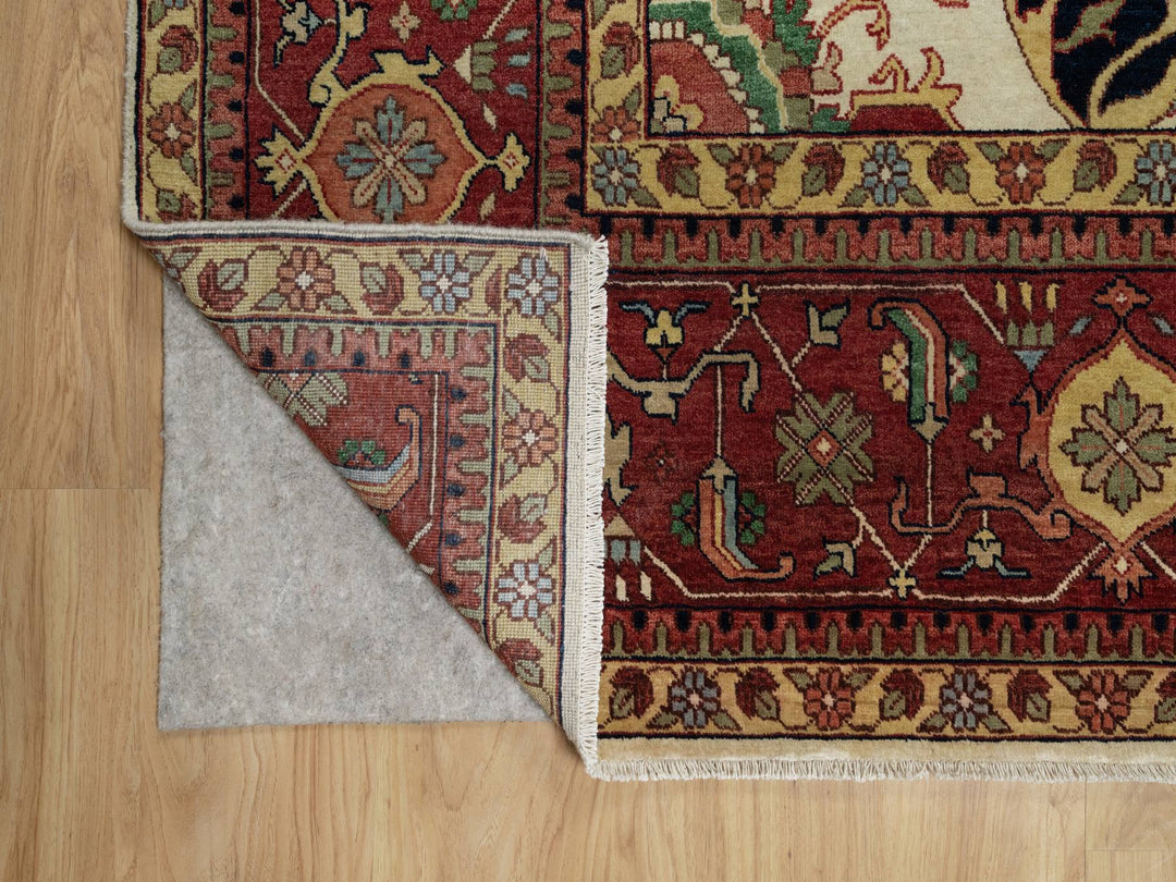 12'0" x 12'3" New Hand Knotted Ivory Wool Square Oriental Rug - MOA10291107